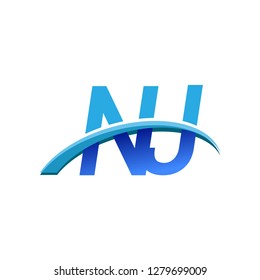 initial letter NJ logotype company name colored blue and swoosh design. vector logo for business and company identity.