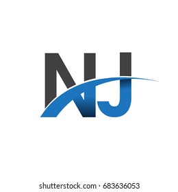 initial letter NJ logotype company name colored blue and grey swoosh design. vector logo for business and company identity.
