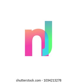 Initial Letter NJ Lowercase Logo green, pink and Blue, Modern and Simple Logo Design.
