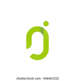 initial letter nj modern linked circle round lowercase logo green