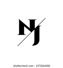 Initial Letter NJ Monogram Sliced. Logo template isolated on white background