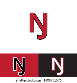 Initial letter nj n j uppercase modern logo design template elements. Red letter with stroke Isolated on white, red, black background. Suitable for business, consulting
