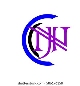 initial letter NJ purple color logo vector