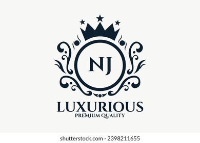 Initial  Letter NJ Royal Luxury Logo template in vector art for luxurious branding  vector illustration.