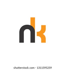 Initial Letter NK Linked Circle Lowercase Logo Black Orange Icon Design Template Element - Vector