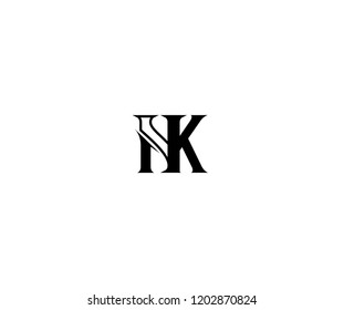 Initial Letter NK Linked Monogram Minimalism Linear Logo