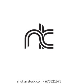 Initial letter nk, linked outline rounded lowercase, monogram black