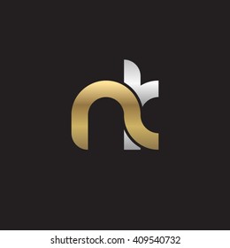 initial letter nk linked round lowercase logo gold silver black background