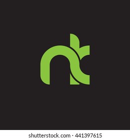 initial letter nk linked round lowercase logo green
