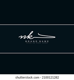 Initial Letter NK Logo - Handwritten Signature Style Logo