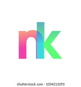 Initial Letter NK Lowercase Logo green, pink and Blue, Modern and Simple Logo Design.