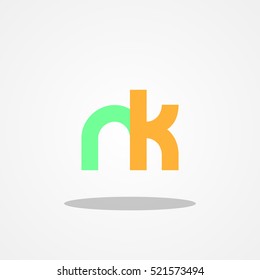 Initial letter NK lowercase logo design template green turquoise orange