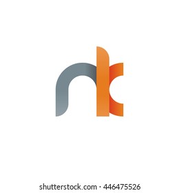 initial letter nk modern linked circle round lowercase logo orange gray