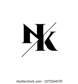 Initial Letter NK Monogram Sliced. Logo template isolated on white background