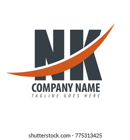 Initial Letter NK Overlapping Logo