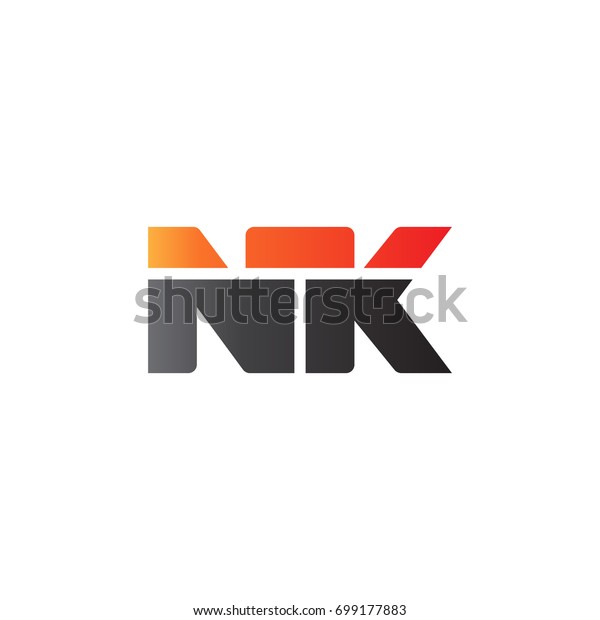 Initial letter NK, straight linked line bold logo,\
gradient fire red black\
colors