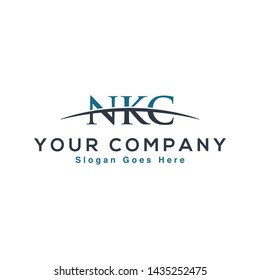 Initial letter NKC, overlapping movement swoosh horizon logo company design inspiration in red and dark blue color vector