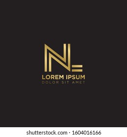 Initial Letter NL linked uppercase overlap modern gold logo vector design template. Suitable for business, consulting group company.