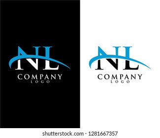 initial letter nl, ln logotype company logo swoosh design vector