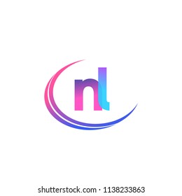 initial letter NL logotype company name, coloreful and swoosh design. vector logo for business and company identity.