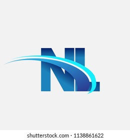 initial letter NL logotype company name colored blue and swoosh design. vector logo for business and company identity.
