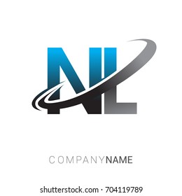 initial letter NL logotype company name colored blue and grey swoosh design. logo design for business and company identity