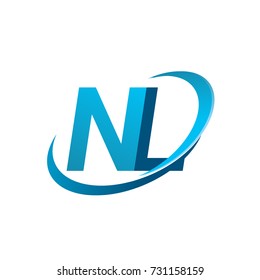 initial letter NL logotype company name colored blue swoosh design concept. vector logo for business and company identity.