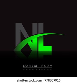 initial letter NL logotype company name colored green and black swoosh design. vector logo for business and company identity.

