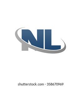 initial letter NL swoosh ring company logo blue gray