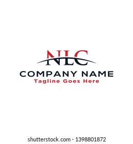 Initial letter NLC, overlapping movement swoosh horizon logo company design inspiration in red and dark blue color vector