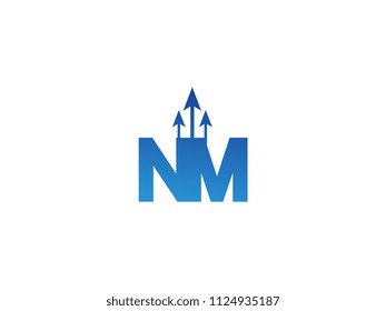 Initial Letter NM Arrow Chart Finance Business