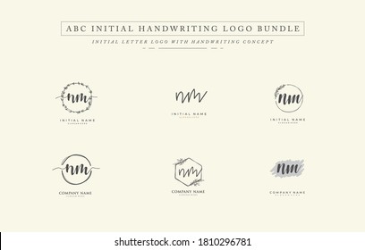Ursprünglicher Brief NM Paket für Identität und Logo. Vektorlogo-Vorlage mit Handschrift und Unterschrift.