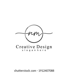 Initial letter NM calligraphy handwritten logo. Handwritten alphabet in the logo template. Letters and Alphabet for your logo design.
