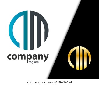 Initial Letter NM With Linked Circle Logo