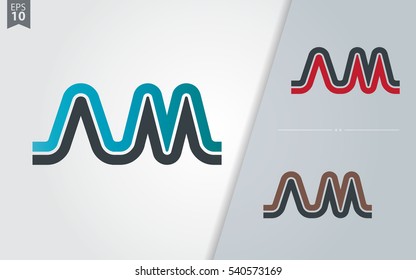 Initial Letter AM NM Linked Design Logo Company