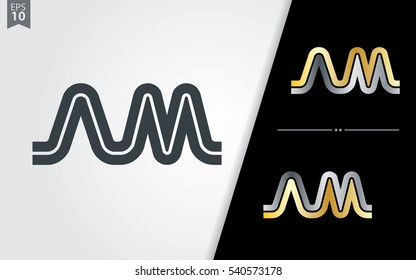 Initial Letter AM NM Linked Design Logo Company