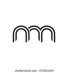 Initial letter nm, linked outline rounded lowercase, monogram black