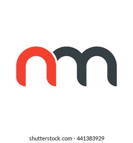 initial letter nm linked round lowercase logo red