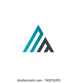 Initial Letter NM Linked Triangle Design Logo