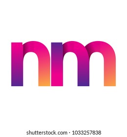 Initial Letter NM Logo Lowercase, magenta and orange, Modern and Simple Logo Design.