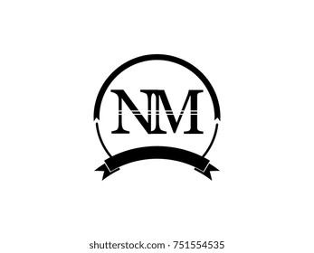 initial letter NM logo monogram retro black