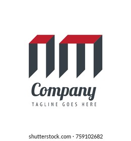 Initial Letter NM Logo With Ribbon Style