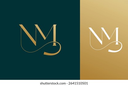Initial letter NM MN logo design vector illustration for couple, wedding, and business