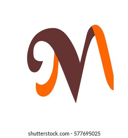initial letter NM orange and dark brown color logo vector