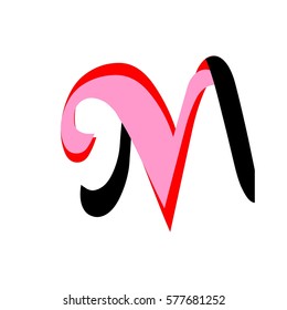 initial letter NM pink and black color logo vector