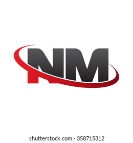 initial letter NM swoosh ring company logo red black