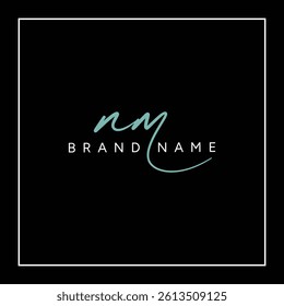 Initial Letter NM Vector Logo Template in handwritten Signature Style