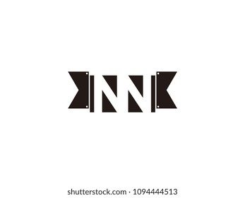 Initial letter nn black ribbon logo design