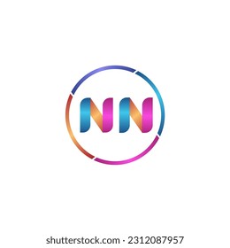 Initial letter NN curve rounded logo, gradient vibrant colorful glossy 