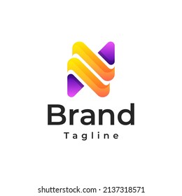 Initial Letter NN gradient color Logo.